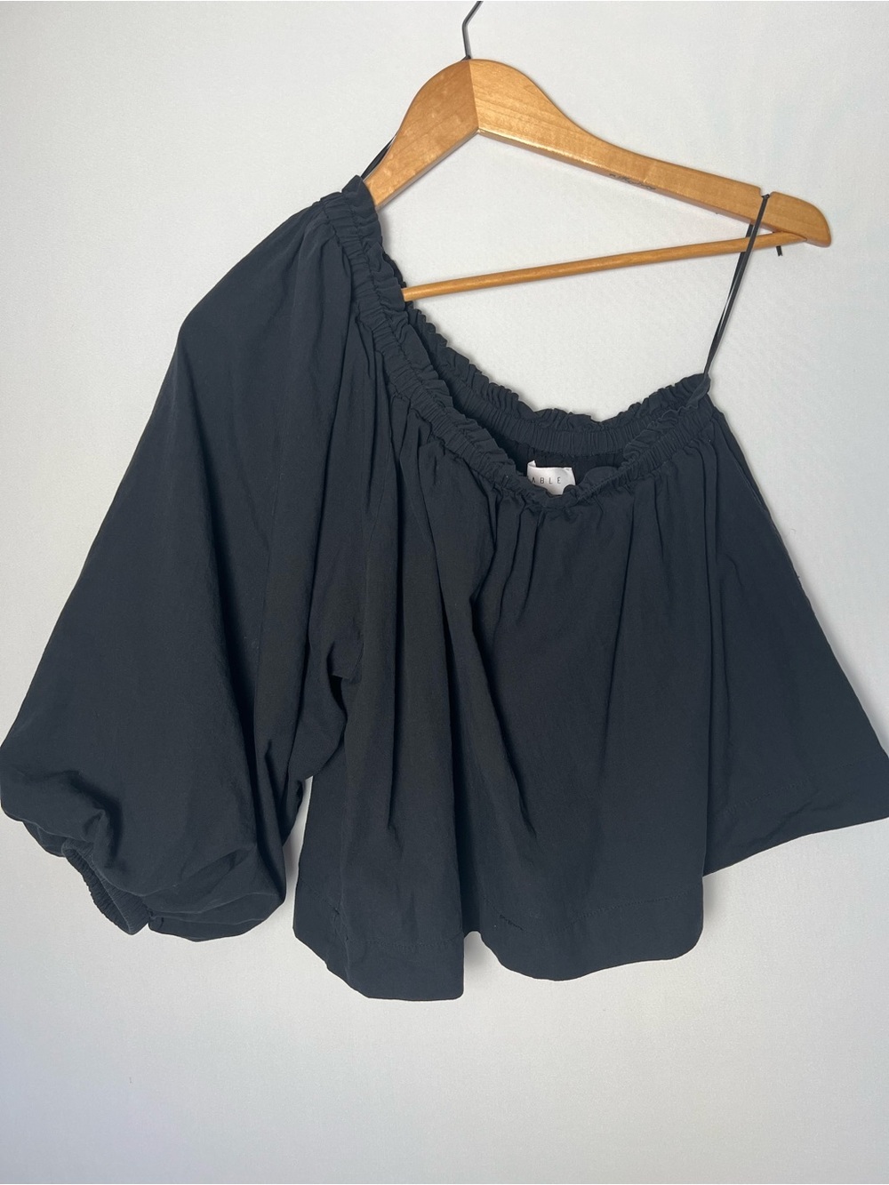Mable Women’s One Shoulder Balloon Sleeve Puff Blouse Small Chic Boho Casual
